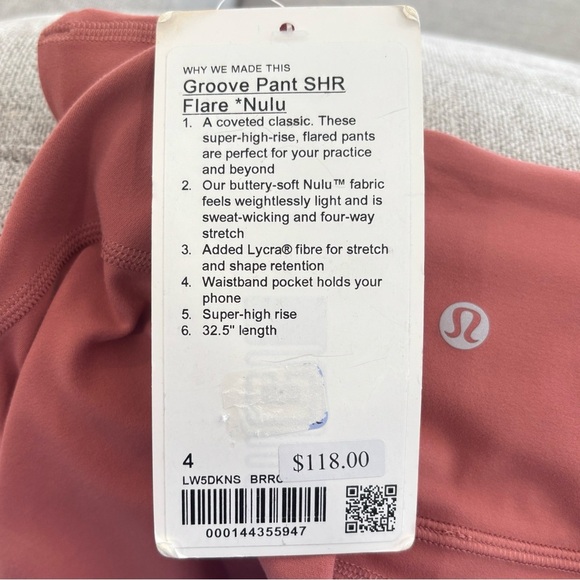 NWT Lululemon Groove Pant SHR Flare Nulu Size 4 In Brier Rose - Picture 5 of 7
